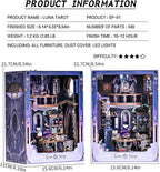 DIY Booknook Kit,3D Wooden Puzzle Miniature Book Nook Kit Insert Decor with LED Light and Dust Cover for Adults and Teens，Gifts for Family, Friends（Luna Tarot）