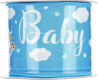 MEEDEE Baby Boy 2.5 Inch Burlap Wired Ribbon for Baby Shower, Diaper Cake, Welcome Home Favors, Gift Box, Table Decor - Blue (10 Yards)