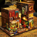 DIY Book Nook Kit - DIY Miniature Dolls House Kit with Furniture and LED Light, 3D Puzzle Wooden Art Bookends, Model Kits for Adults to Build (SCARBROUGH)