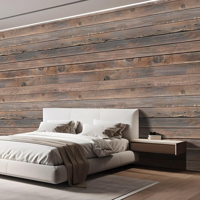 wall26 Horizontal Brown Vintage and Retro Wood Textured Paneling, Wall Mural, Removable Wallpaper, Home Decor - 108x120 inches