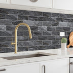 4 Pieces Peel and Stick Backsplash for Kitchen, 3" x 6" PVC Subway Tile 2025 Upgraded Gray-Gold Stone Backsplash Stick on Tile Elevate Kitchen Fireplace RV