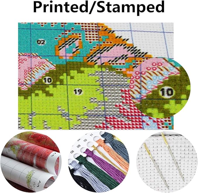 Dimensean Stamped Cross Stitch Kits Full Range of Embroidery Patterns Starter Kits for Beginners Adult or Kids DIY Cross Stitches Needlepoint Kits 11CT-Lower Deer 15.7x19.7 inch