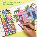 ARTISTRO 50 Watercolor Paint Set, Vivid Colors in Portable Box, Palette set. Perfect Travel Watercolor Set for Artists, Amateur Hobbyists and Painting