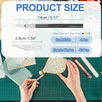 MECCANIXITY 4 Pcs Exacto Knife, Craft Hobby Knife with 40 Exacto Blades(#11) Profession Craft Knives for Crafting, Modeling, Scrapbooking (Gold, Blue, Black, Silvery)