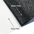 Black Glitter HTV Heat Transfer Vinyl, 12" x 8ft lron on Vinyl, for T-Shirt Ironing, Vinyl HTV Easy to Cut and Weed, The Best Choice for DIY Creativity. (Black, 12" x 8ft)