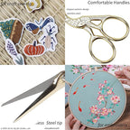 BIHRTC 4.5Inch Embroidery Scissors Sharp Tip Stainless Steel Little Scissors for Knitting Cross Stitch Cutting Embroidery Sewing Handcraft Craft Art Work DIY Tool Gold