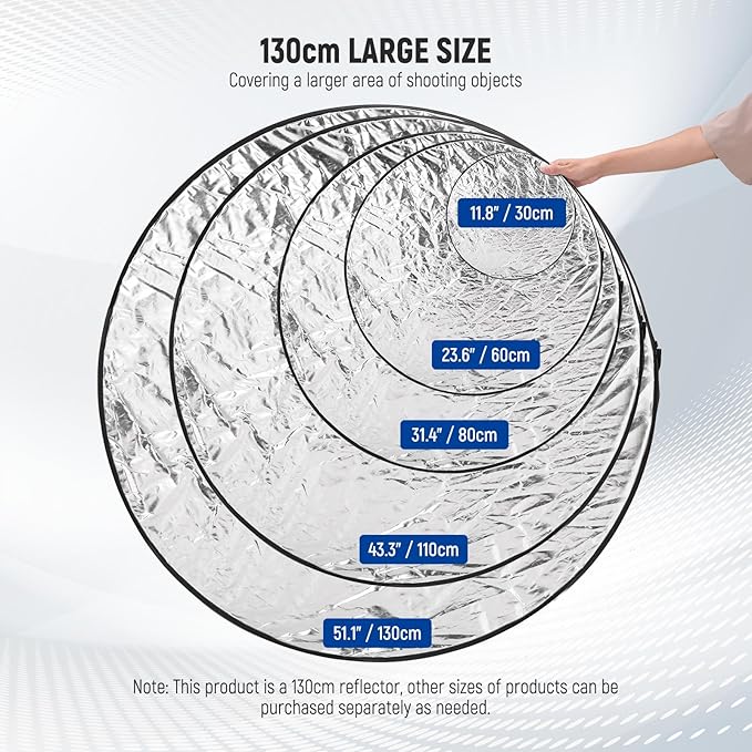 NEEWER 51 Inch/130 Centimeter Light Reflector Diffuser 5 in 1 Collapsible Multi Disc with Bag - Translucent, Silver, Gold, White, and Black for Studio Photography Lighting and Outdoor Lighting