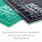 WA Portman Self Healing Cutting Mat & Rotary Cutter for Fabric Set – 12x18 Sewing Cutting Mats for Crafts with 45mm Fabric Cutter Wheel & 5 Rotary Blades – Quilting & Sewing Supplies Kit