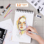 Nicpro 22PCS Metal Mechanical Pencil Set in Case, Art Drafting Pencil 0.5, 0.7, 0.9 mm & 2 PCS 2mm Mechanical Drawing Pencils with 396PCS Leads (4B 2B HB 2H Colored) for Drawing Writing Sketching