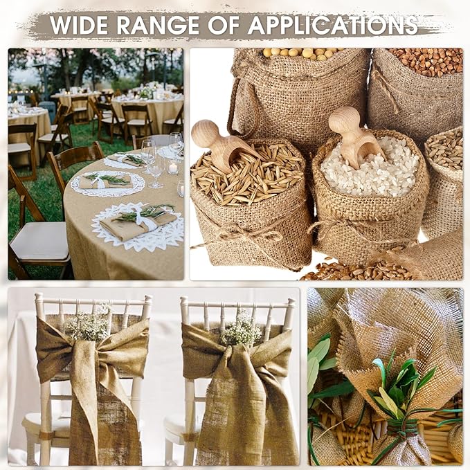 Burlap Fabric - Garden Burlap Fabric Roll Natural Jute Outdoor Fabric Burlap Weed Barrier Trees Trunk Wrap for Crafts Farmhouse Gardening Table Decor for Crafts (19.7" x 5 Feet)
