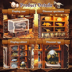 3D Wooden Puzzles for Adults, DIY Miniature Dollhouse, Book Nook Kit, Built-in LED Model Kit Hobby Gifts for Adults Teens Home Decor, Ideal Gift for Teenager and Men (Dinosaur Museum)