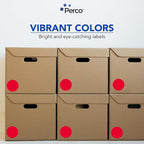 Perco Red 3-Inch Round Circle Dot Sticker Labels with Easy Peel Perforation - 500 Labels per Roll - Strong Adhesion, Vibrant Colors for Organizing, Crafting & More - Made in USA
