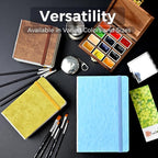 Funto Watercolor Journal 2-Pack, 3.9x3.9, 44 Pages Each,Cold-Pressed 100% Cotton, Pearlescent PU Leather Brown Hard Cover, Art Supplies for Watercolor