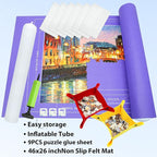Puzzle Mat Roll Up| Jigsaw Puzzle Mat Roll Up| Roll-Up Save Pad Trays for Sorting Table Board Glue Sheets and Frame Keeper Storage Accessories for Kids and Adults (Purple, 1500pcs)