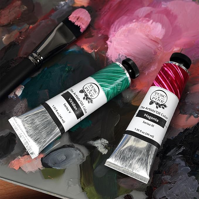 Tusc & Pine Artist Oil Paint - Ivory Black, 40 ml, Non-Yellowing, Rich & Creamy Consistency, Maximum Pigment Load, Small Batch Milled Oil Paints Made in the USA for Professional Artists