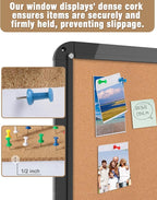38"x38" Enclosed Bulletin Board, Lockable Weather-Resistant Aluminum Cork Noticeboard for School & Office Hospital, Black Frame w/Cork