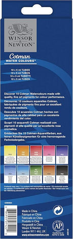 Winsor & Newton Cotman Watercolor Paint Set, 10 Colors, 5ml (0.17-oz) Tubes