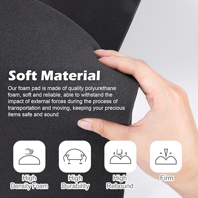 4 Pcs Polyurethane Foam Sheet- 16 x 12 x 1.5 Inch Cuttable Foam Inserts for Cases- Packing Foam Pads for Toolbox Camera Storage and Crafts