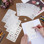 9PCS Metal Stencils Wood Burning Stencil Metal Letter Stencil Alphabet and Number Stencils for Journaling Engraving Templates for Wood Carving Drawing Scrapbooking Journal Craft DIY