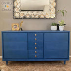Chalky Chicks All-in-One Chalk Paint for Furniture or Cabinet - 16 Fl Oz - Matte Finish Denim (Navy Blue) for Metal, Wood Furniture Paint - No Sanding All-in-One for Home Decor & Crafts, USA Made