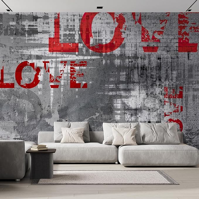 wall26 Wall Sticker/Wall Mural Love Letters Graffiti, Not Peel and Stick, Non-Woven Wallpaper Decorative for Bedroom, Living Room,Office - 132x144 inches
