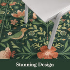 Morebes Washable Rugs 9x12 for Living Room, Large Bird Floral Area Rug Non Slip, Soft Boho Ultra-Thin Insect Carpet for Bedroom Home Office Dining Room Farmhouse, Green