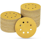100PCS 5 Inch 8 Hole Sanding Discs 80 Grit,Gold Round Hook and Loop Sandpaper for Random Orbital Sander