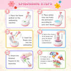 GirlsHome 300+PCS Fabric Flower Bouquets Toys, DIY Flower Crafts Kits for Kids, Arts and Crafts for Kids Ages 6-8 Girls, Build Flower Bouquet, STEM Educational Toy Preschool Gifts (White Pink)