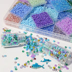 11200pcs Glass Seed Beads for DIY Crafting Bracelet Necklace Embroidery Jewelry Making Supplies (3mm, 400pcs/Color, 28 Colors, Blue Scheme)