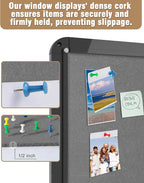 26"x20" Enclosed Bulletin Board, Lockable Weather-Resistant Aluminum Cork Noticeboard for School & Office, Black Frame w/Grey Flet