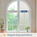rabbitgoo Window Privacy Film Frosted Glass Film, Decorative Cling UV Sun Blocking Decals, Frosting Window Clings for Home Bathroom Door Coverings, 35.4 x157.5 inches