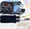 WEP 939D-II 2-IN-1 Wood Burning Kit 86-IN-1 with 51 Solid Points and 20 Wire Nibs Wood Burner with 2 Letter Number Stencils, 2 Unfinished Wood, 1 Pen Holder, Burning Tool