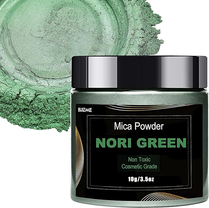 Nori Green Mica Powder(100g) Big Bottle Pigment Powder Multipurpose DIY Arts and Crafts Additive, Woodworking, Epoxy, Resin, Natural Bath Bombs, Paint, Soap,Nail Polish, Lip Gloss(Nori Green, 3.5oz)