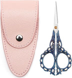 4.7 INCH Small Sewing Scissors,Embroidery Scissors With Cover,Sharp pointed tip,Travel Scissors In A Pouch,Mini Stainless Steel Crochet Scissors for Craft Art Work Color BLUE