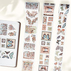 WT Stamped Wings Washi Tape Sticker Set – 3 Rolls Decorative Butterfly & Wing Washi Sticker Tape, Wide Vintage Adhesive Tape for Journaling, Scrapbooking, Planner, DIY Crafts & Wrapping