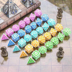 Coyeekn Polyhedral Dice DND Dice, 5 Sets of Dragons and Dungeons,RPG MTG Table Game Vintage Dice Carving Dice (35Pieces)