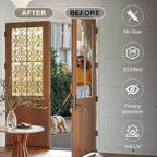 3D Stained Glass Window Privacy Film, Heat Control UV Blocking Static Cling Decorative Window Film for Bathroom,Front Door,Home Non Adhesive 16.9 x 39.3 inches Golden Filigree