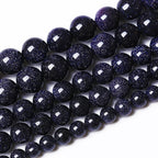 38PCS 10mm Blue Sandstone Gemstone Beads Beads Natural Stone Round Loose Beads for Jewelry Making DIY Bracelet Necklace 15" Inch