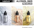 Metallic Alcohol Ink Set: Silver Alcohol Ink, 3 pcs 0.51 fl oz (15 ml) Each