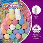 Colorations Sidewalk Chalk – 50pc 4” x 1” Washable, Bright Colored Chalk Set – Fun Kid Art Colors & Patterns – Draw on Classroom Chalkboard or Outdoor Playground – Jumbo Bulk