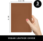 PAPERAGE Lined Journal Notebook, 3 Pack, (Cognac, Dark Green, Navy), 160 Pages, Medium 5.6 in x 8 in - 100 GSM Thick Paper – Hardcover Journaling Notebook for Work, School & Note Taking