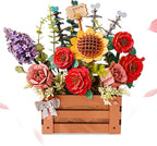 3D Wooden Flower Puzzle for Adults-Wooden Bloom Box, DIY Craft Model Kit Building Set, Botanical Decor Creative Gift for Lovers Nature Enthusiasts (658PCS)