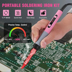 WORKPRO Soldering Iron Kit, 90W Soldering Gun with Digital Display, Iron Tips, 11-in-1 Adjustable Temperature Welding Kit for Electronic Repair, DIY Enthusiasts(110V US Plug,Pink)