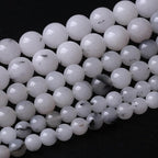 48PCS 8MM Black Rutilated Quartz Stone Beads Energy Healing Beads for DIY Jewelry Bracelet Necklace Making for Jewelry Making 15Inch