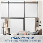 rabbitgoo Window Privacy Film, Non-Adhesive Frosted Glass Window Film for Bathroom, Static Cling Heat Blocking Stickers for Home Indoor Opaque Frosting Coverings House Tint, Matte White 17.5" x 118.1"