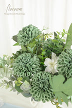 Floroom Artificial Dahlia Flowers 25pcs Real Looking Elf Green Foam Fake Roses with Stems for DIY Wedding Bouquets Bridal Shower Centerpieces Floral Arrangements Party Tables Home Decoration