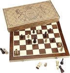 AMEROUS Chess Set, 15"x15" Folding Magnetic Wooden Standard Chess Game Board Set with Wooden Crafted Pieces and Chessmen Storage Slots