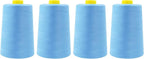 Mandala Crafts 4 Pack of Serger Threads Cones Spools - 40S/2 24000 Yards Polyester Light Blue Threads for Sergers Machine and Overlock Quilting Sewing Machine