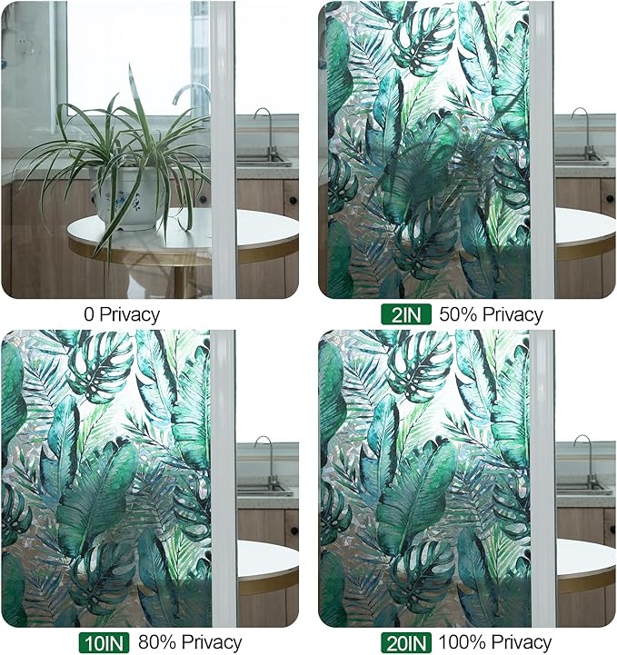 DKTIE Nature Pattern Rainbow Window Film Decorative Stained Glass Window Film Static Cling Films Easy Apply Removable Comes with Tools (U560-rainbow, 35.4" x 78.7")
