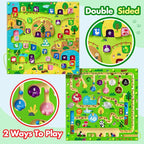 2 in 1 Magnetic Color and Number Maze Magnet Alphabet Counting Double Sided Board Wood Puzzle Fine Motor Skills Montessori Preschool Toys Gifts for Boys and Girls 3-5 Age (Big Zoo, One Size)